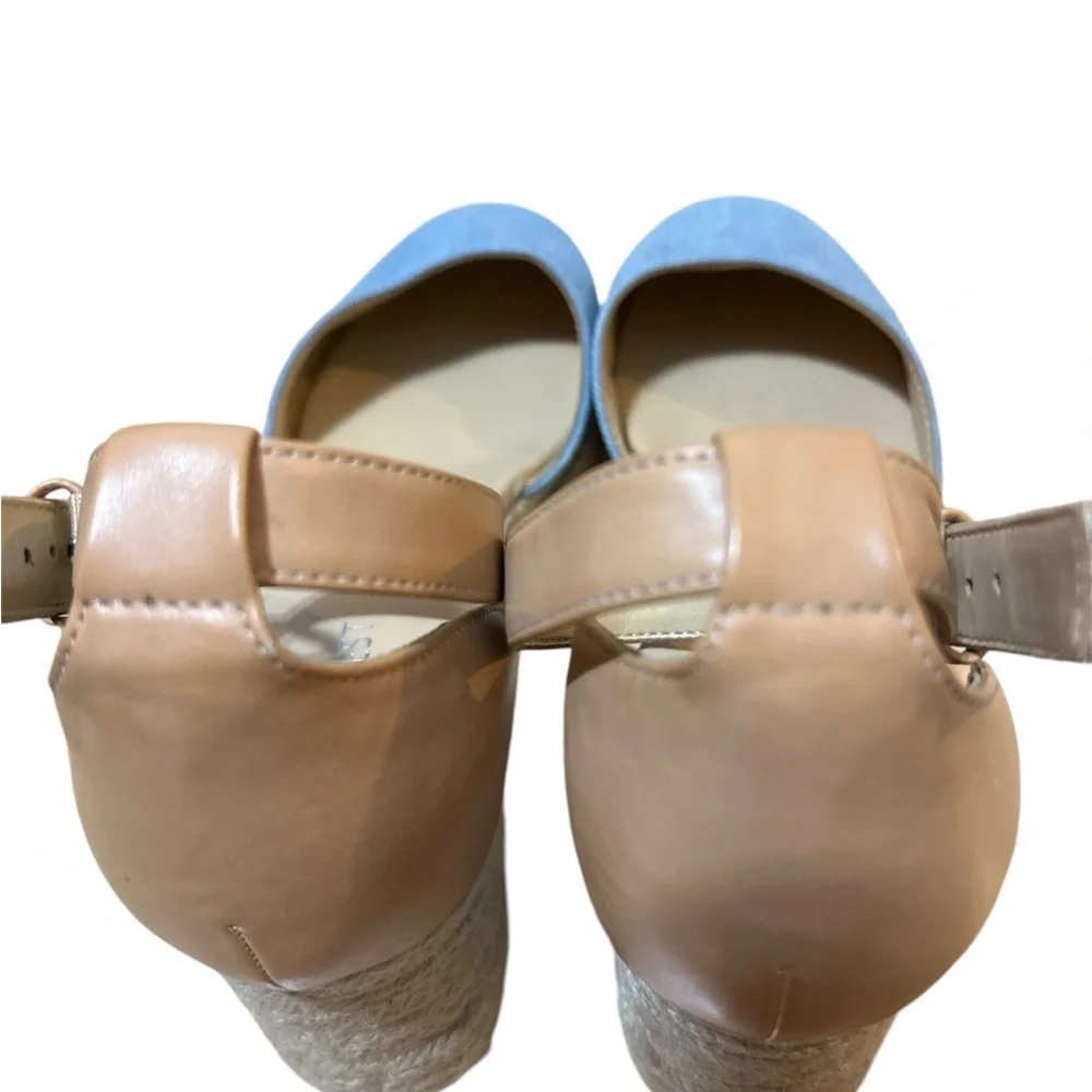 Nine West Ariela 3 Denim Espadrille Wedge Sandals Size 10 Nine West